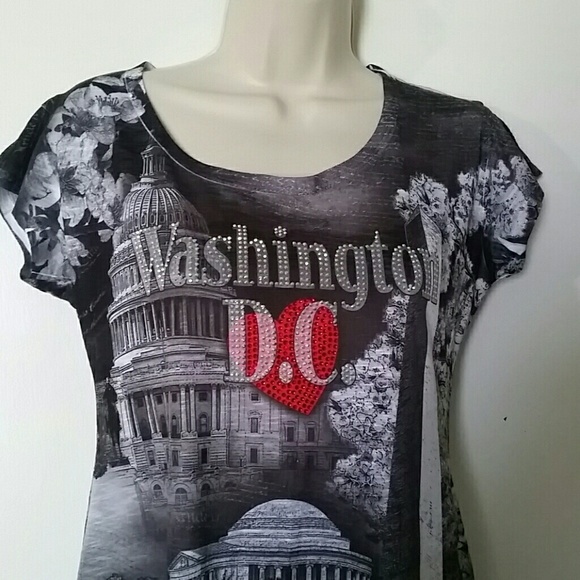 Washington DC Top w/ Blinged Out Lettering NWT - Picture 2 of 5